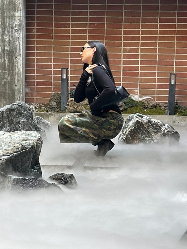 Morning street life and fog installations observed across Seoul