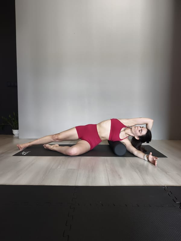 Woman performs morning workout routine in Tyumen, Russia