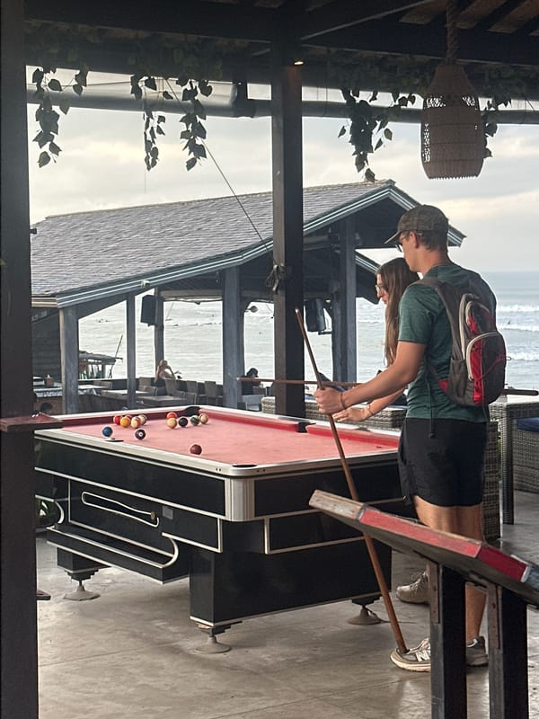 Evening moments captured in North Kuta: billiards and beach