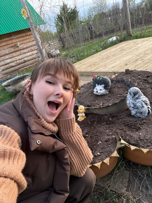 Woman visits chicken farm in rural Russia
