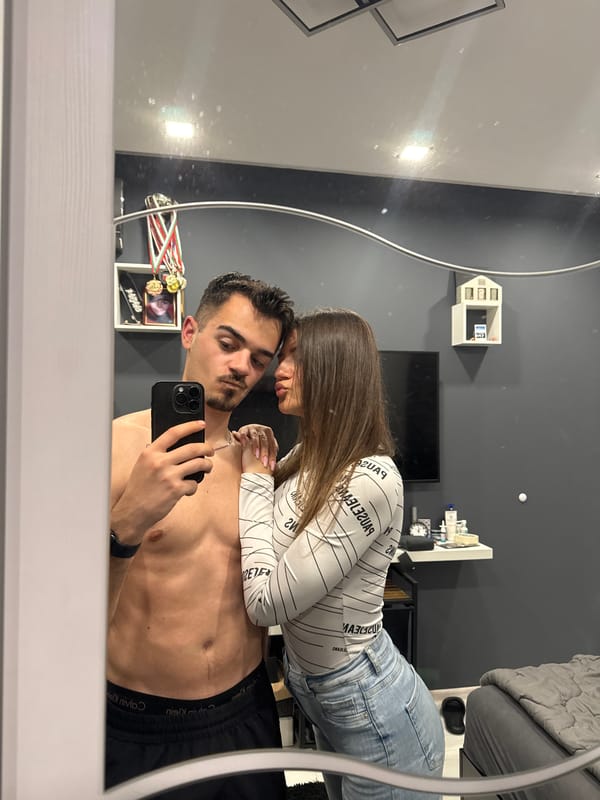 Couple Takes Sideways Mirror Selfie in Sofia