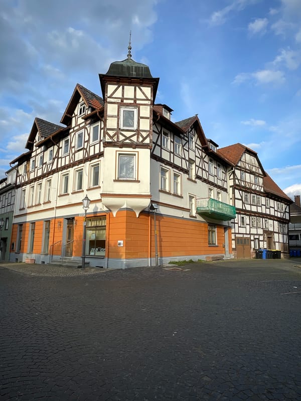 Neukirchen's historic town center on a quiet July afternoon