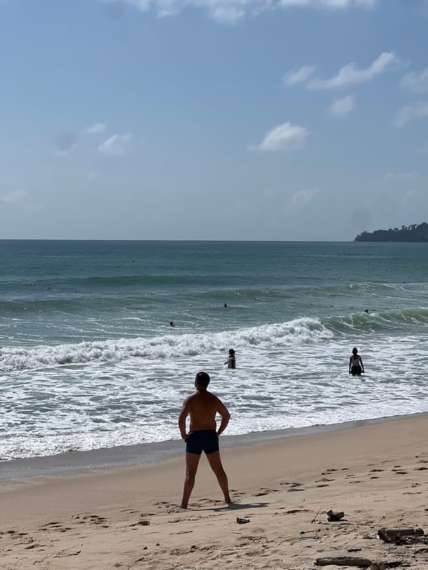 Busy beach morning at Choeng Thale, Phuket