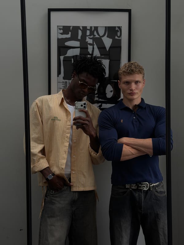 Mirror selfies from a London shopping stop, July 2026
