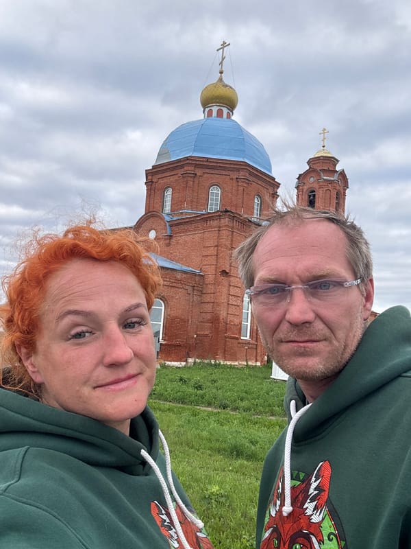 Quick stop at a red-domed Orthodox church in rural Анатыш