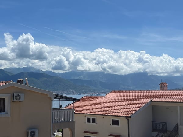 Morning views captured of Baošići residential area and bay