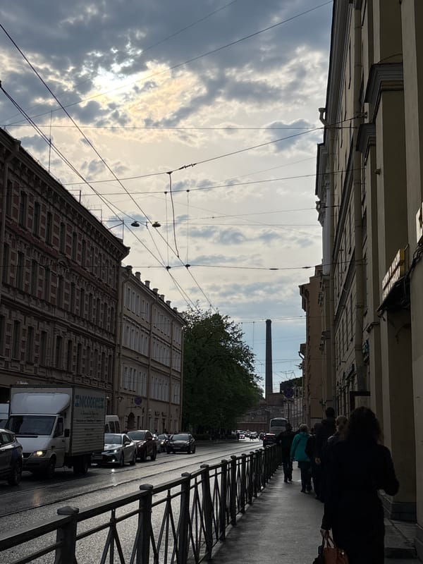 Morning street activity observed in Saint Petersburg