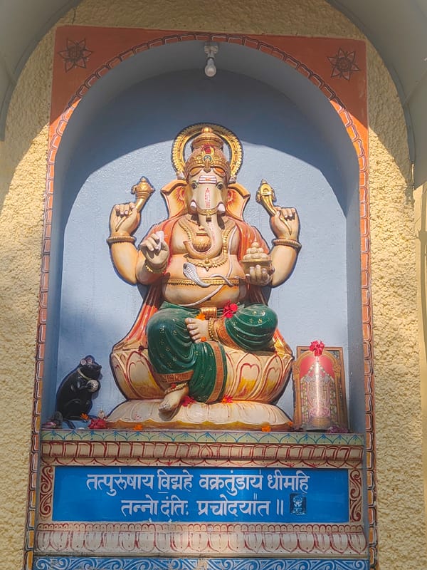 Religious shrine and working oxen documented in Puttaparthi