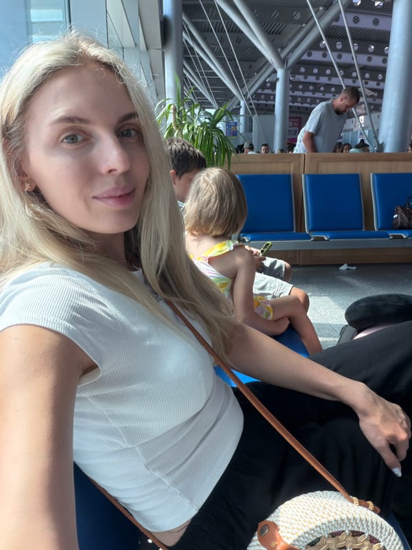 Morning selfies at Podgorica Airport before a flight
