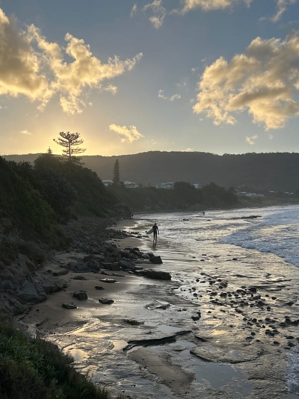 Dusk beach scene captured in Wollongong, Australia
