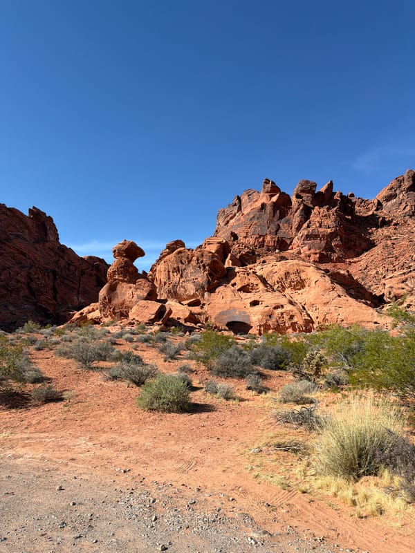 Red sandstone cliffs documented in Moapa Valley, Nevada