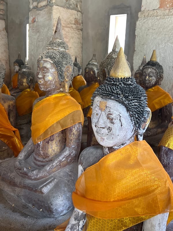 Temple statues and shrines at a Baan Harn, Thailand complex
