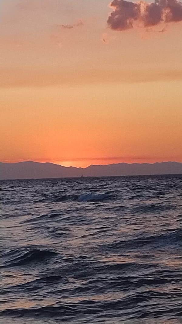 Aegean sunset from the Neoi Epivates shoreline