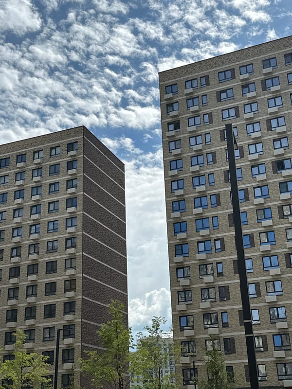 Morning life in a modern Moscow-area residential district