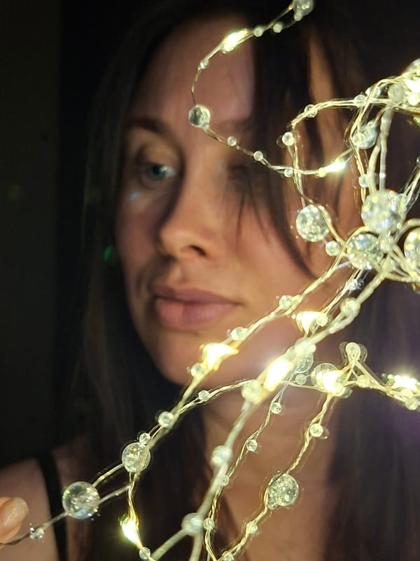Fairy light bead strand tried on and handled up close