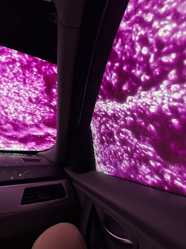 Car wash creates purple foam spectacle in Bulgarian town