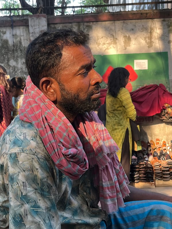 Morning street life documented in Dhaka market district