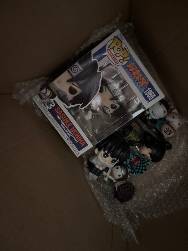 Anime collector receives shipment of Naruto merchandise and figures