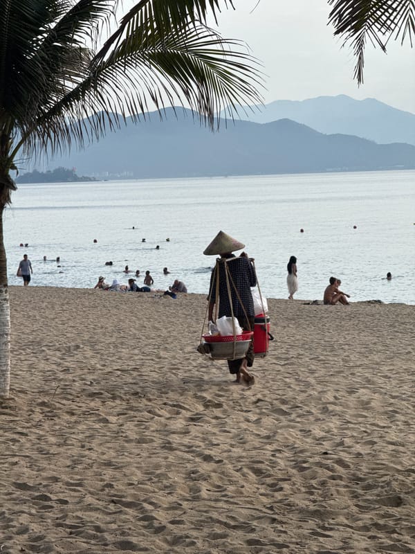 Quiet morning activity along Nha Trang's beachfront path