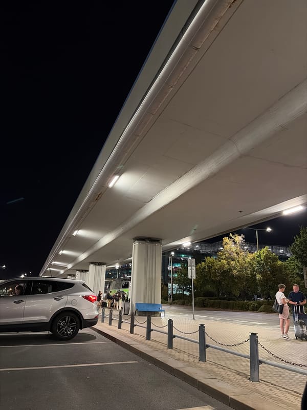 Night scenes outside Václav Havel Airport Prague terminal