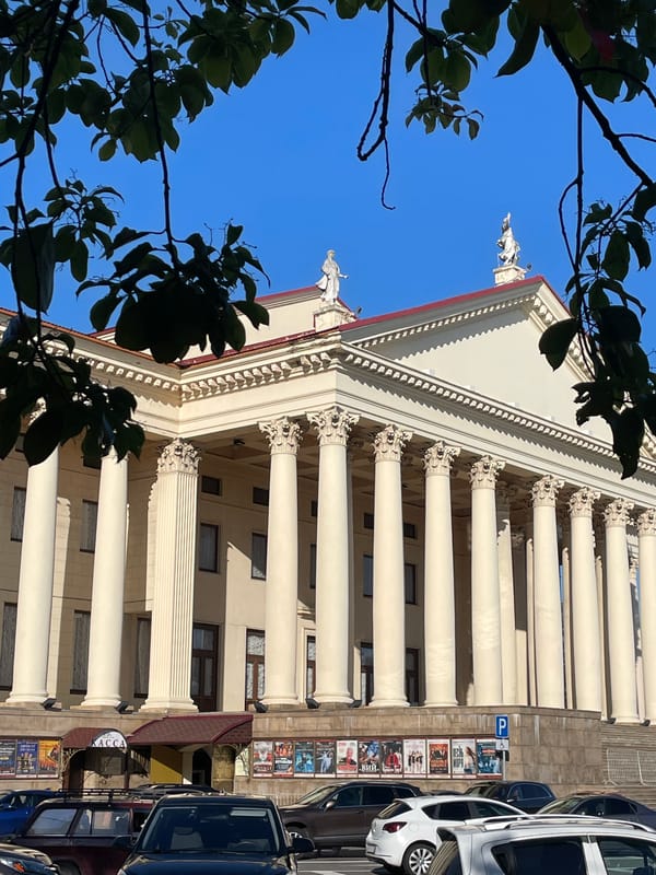 Sunny afternoon around Sochi's neoclassical theaters and park