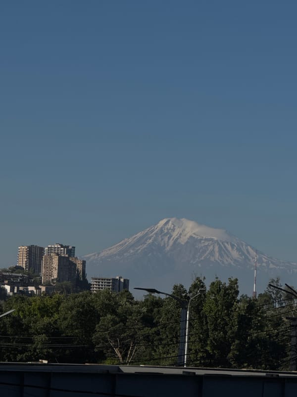 Mount Ararat towers over Yerevan's skyline on a clear day