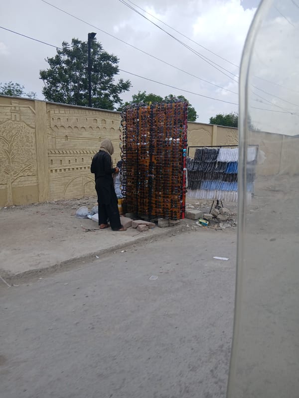 Street vendor sells sunglasses in Quetta, Pakistan