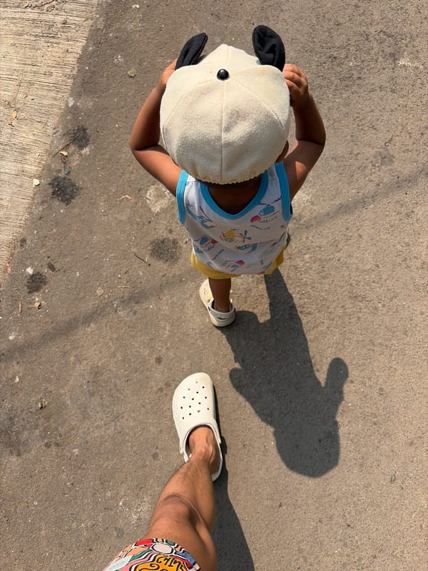 Convenience store trip with a kid in a panda hat, Denasri Kulon