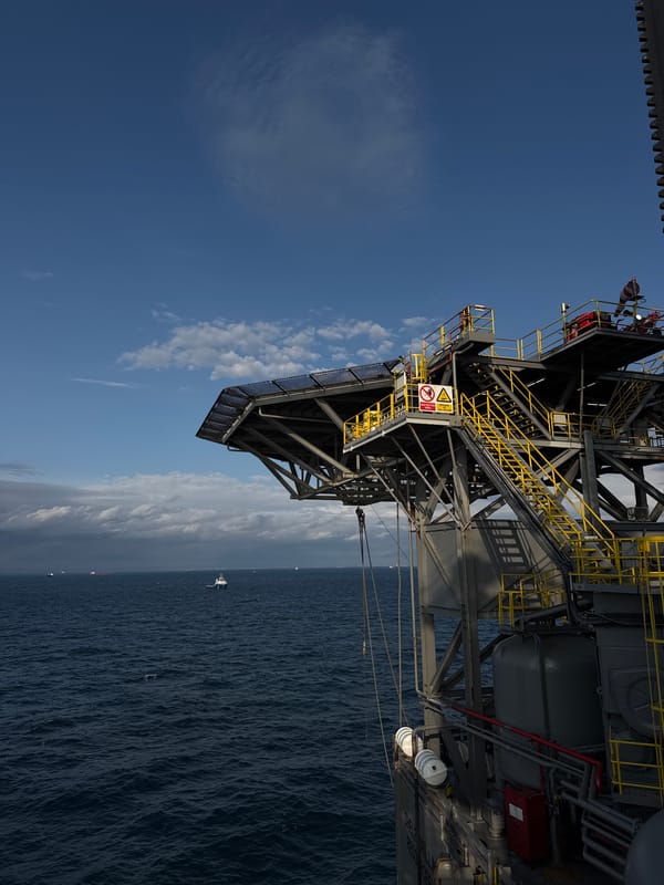 Offshore platform and support vessel in the Adriatic Sea