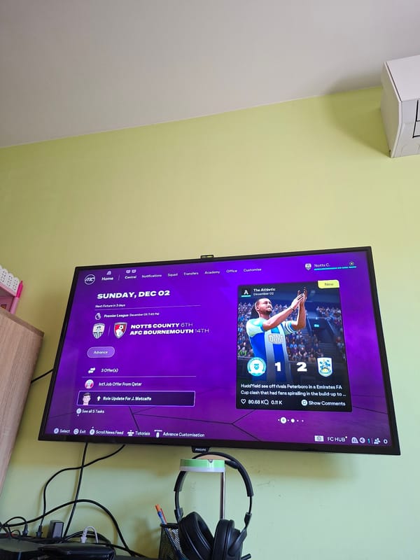 Football video game displayed on TV in Bulgaria
