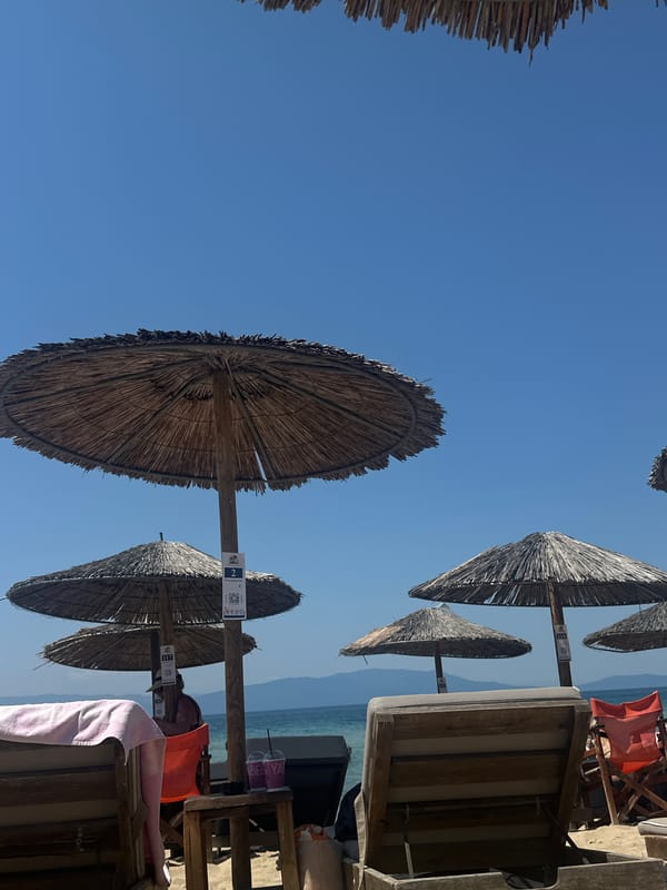 Lazy summer morning at Ofrynio Beach, Greece
