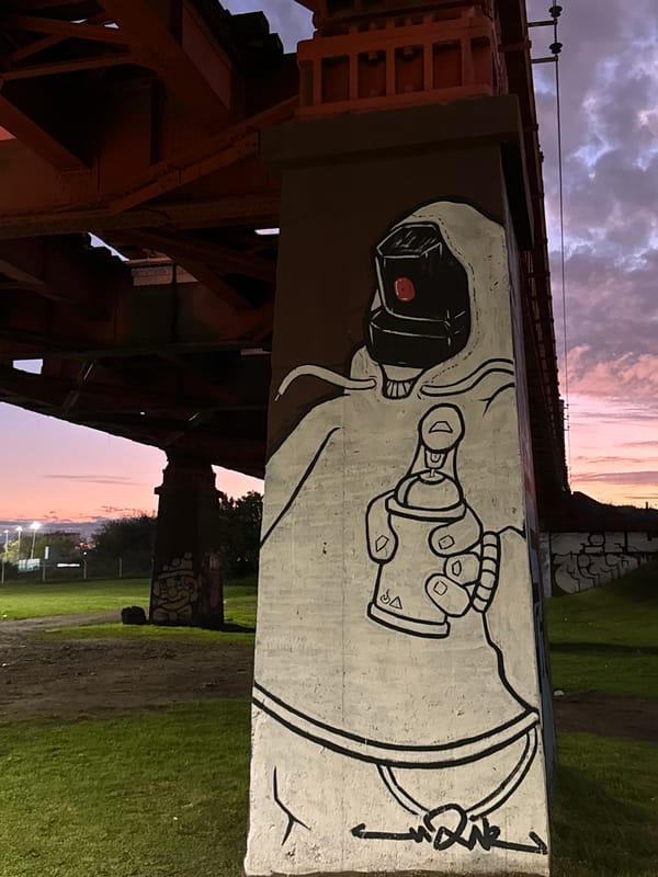 Twilight scenes documented beneath bridge in Avellaneda, Argentina