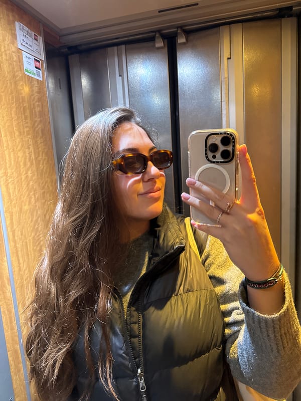 Woman takes selfie on train in Neuilly-sur-Seine