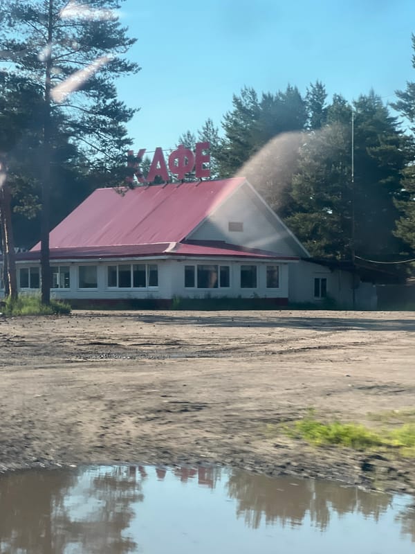 Early morning drive documented through rural Noviy, Russia