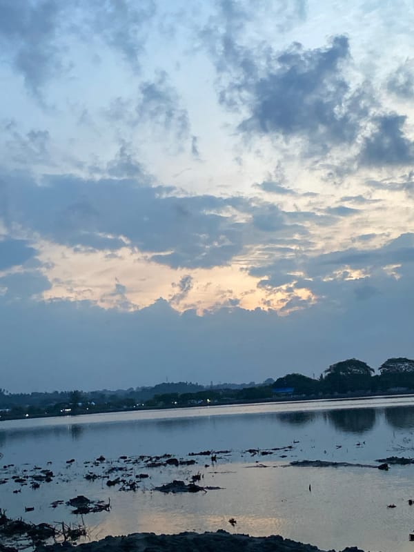 Quiet lakeside at dusk, Lhokseumawe