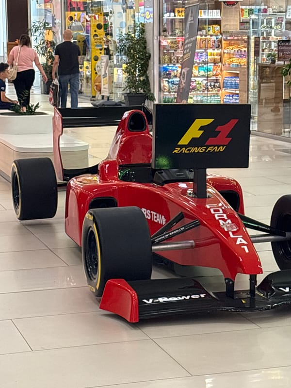 Red F1 car display spotted in Plovdiv shopping mall