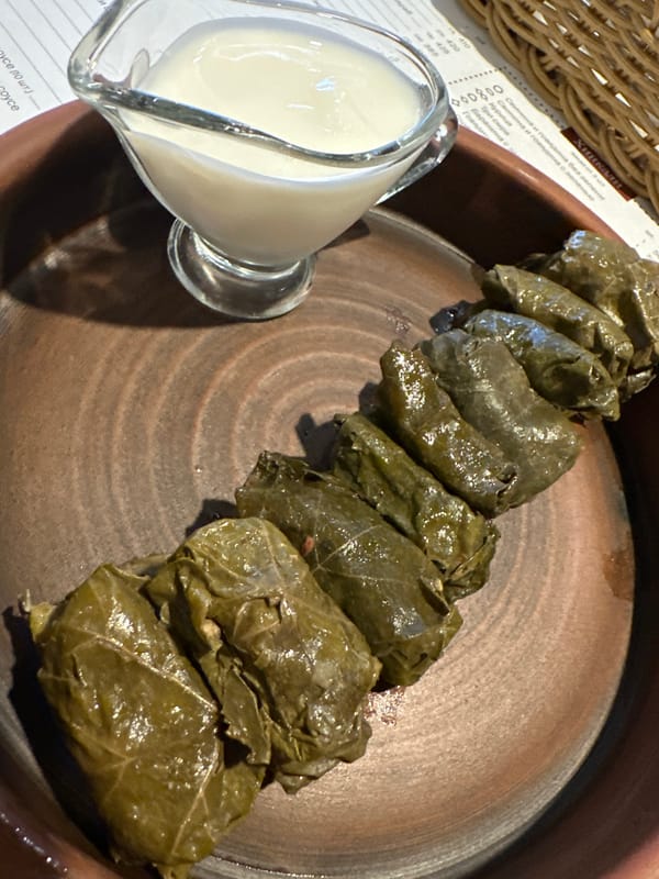 Man enjoys traditional Georgian meal at Saratov restaurant