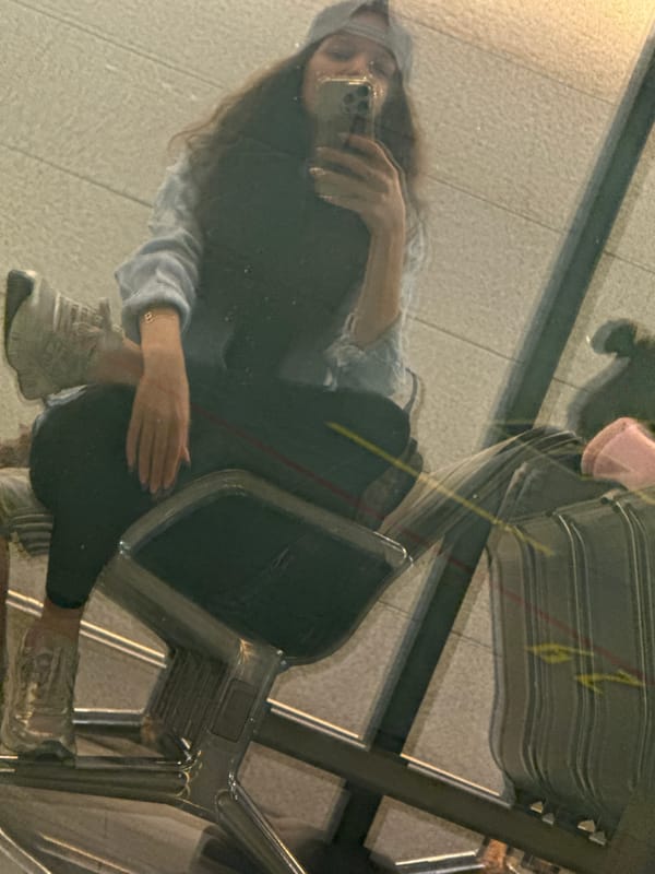 Woman takes selfies at Moscow's Vnukovo Airport