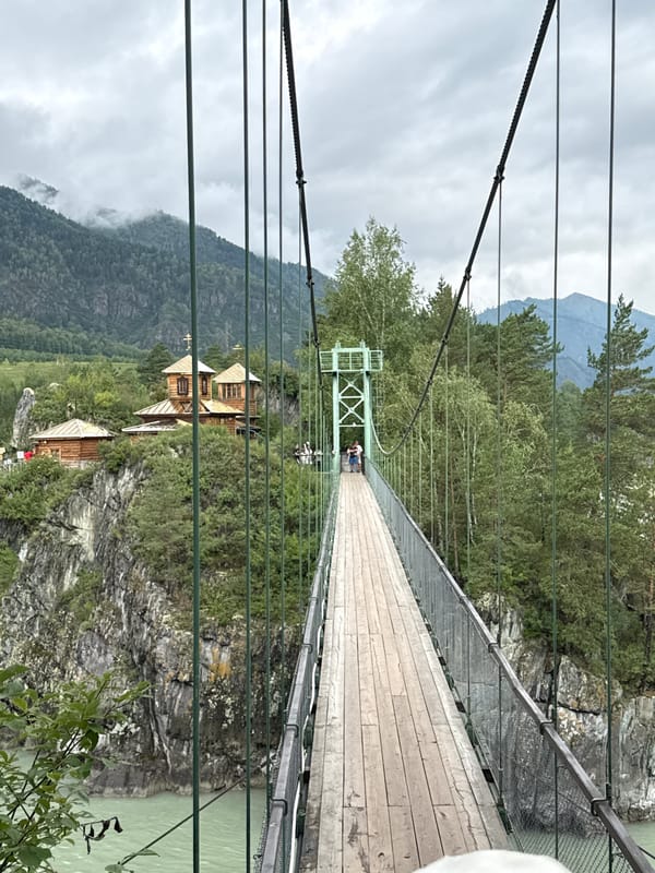 Exploring Chemal's Patmos Island bridge and Katun River scenery