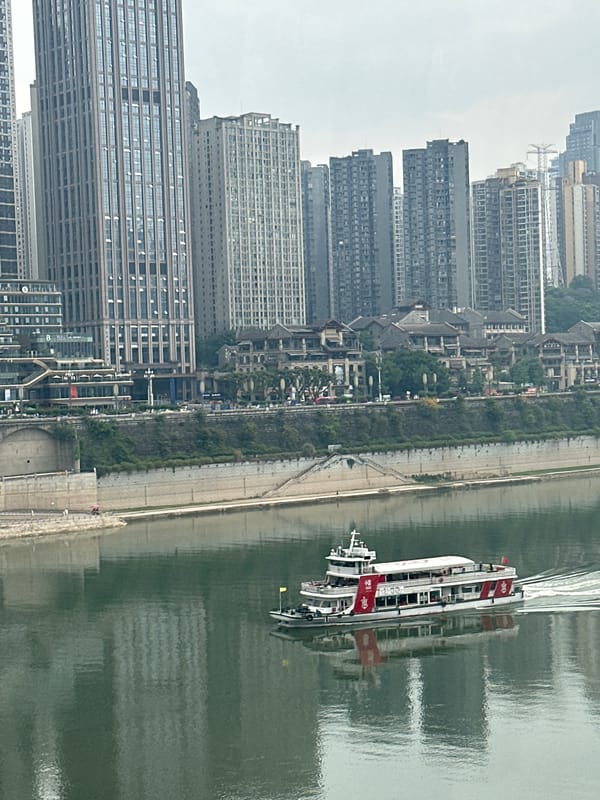 Passenger ferry with red flags spotted on Yuzhong District river