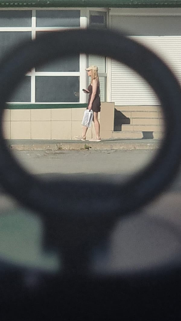 Apparent covert street surveillance along a Tyumen block