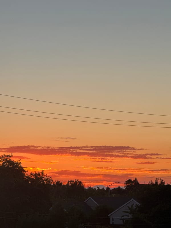 Warm Sacramento sunset over a quiet residential neighborhood