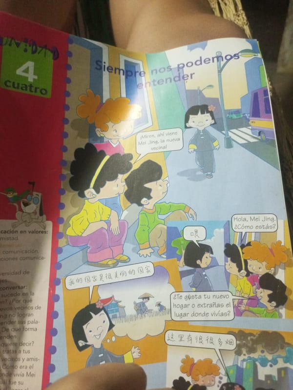 Spanish children's workbooks and household items in La Tagua