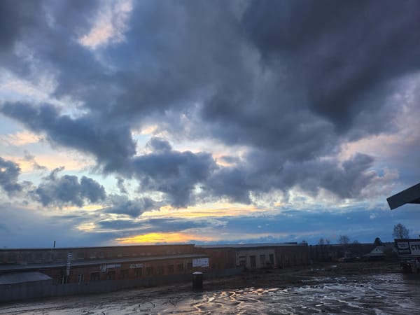 Dramatic cloudy sky observed over Krasnogorskoye, Russia