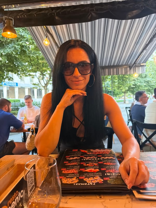 Relaxed moment at an outdoor café table in Pleven