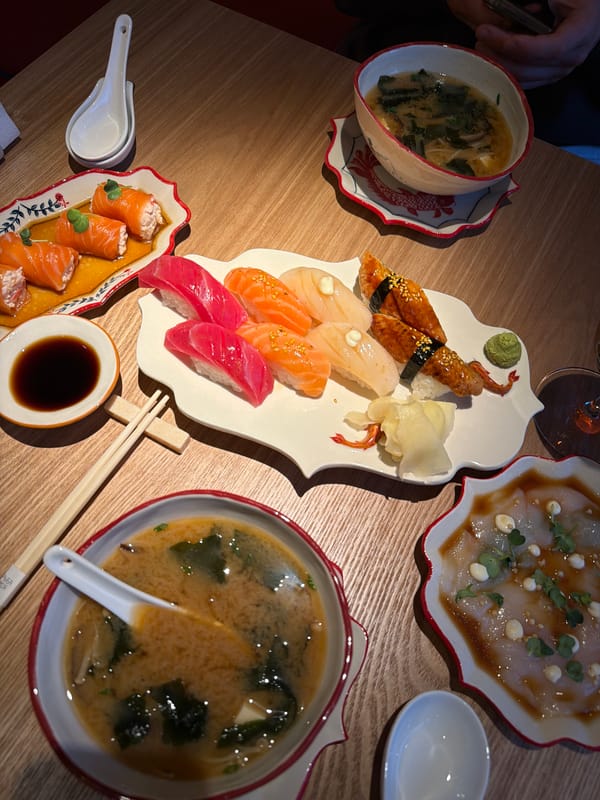 Japanese sushi meal documented at Moscow restaurant