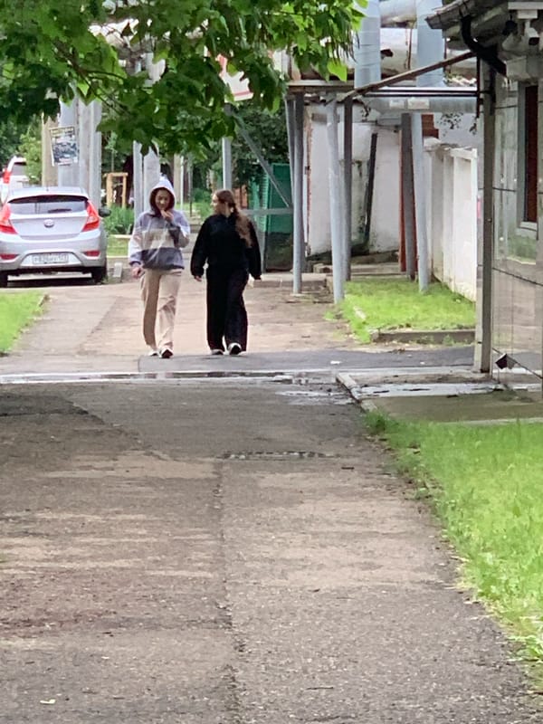Spring afternoon scenes: blooming gardens, rainy streets, everyday urban life