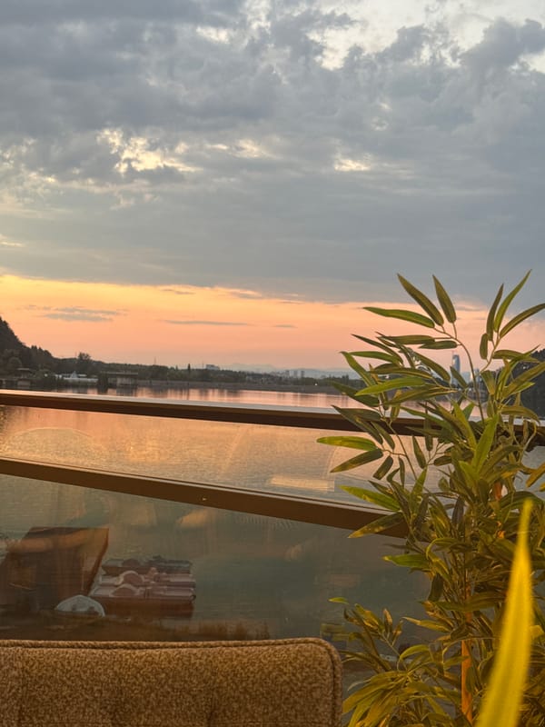 Sunset over Pancharevo Lake, inside and out