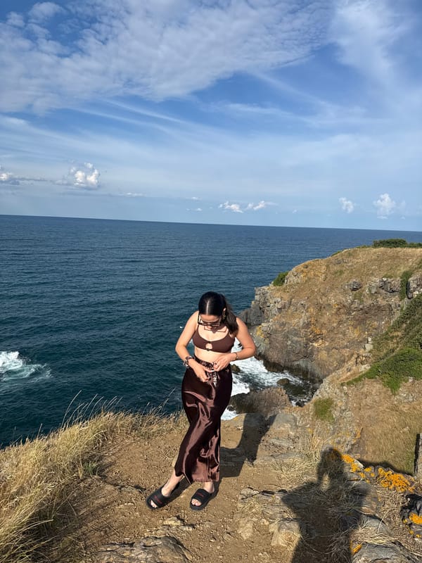 Rugged clifftop overlooking choppy coastal waters