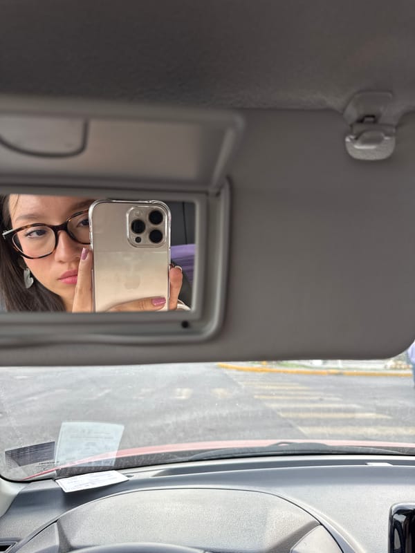 Driver takes mirror selfie in Mexican town